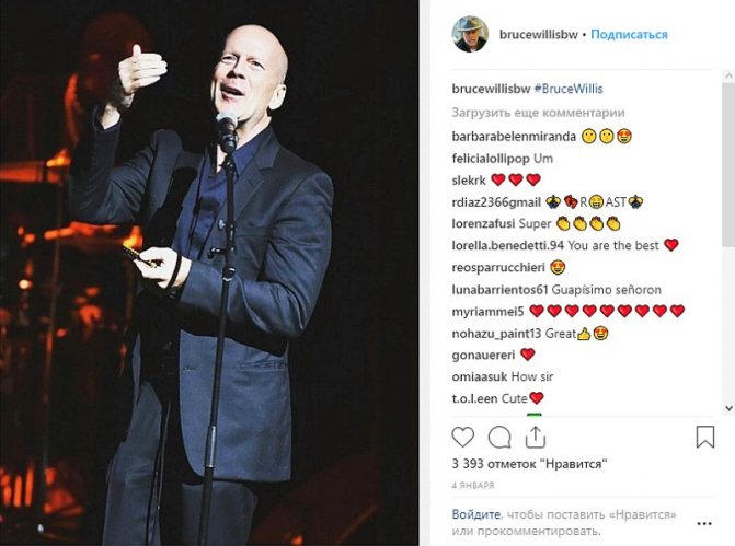 Инстаграм и Википедия Брюса Уиллиса